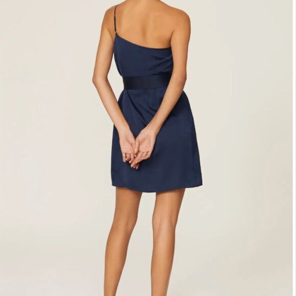 Marissa Webb collective one shoulder tie dress Flaws size 0 Navy Blue - Picture 3 of 12